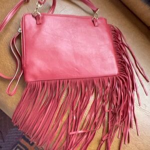 BURGUNDY CROSSBODY PURSE WITH FRINGE